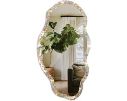 Tulup Vogelmotief Spiegel - Groen Rechthoekige Spiegel Met Modern Design - Organische Spiegel - Woonkamer - Illustratief - 45x90 cm - Totale afmeting 52x97 cm