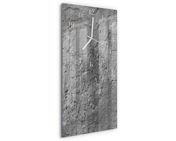 Tulup Wandklok - Betonnen muur Moderne Glazen Wandklok - 30x60 cm - Grijs Wandklok Glas Met Motief - Witte Handen - Rechthoekige Wandklok - Glazen Klok Met Print - Wandklok Glas Met Motief