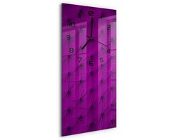 Tulup Wandklok - Fluwelen muur Klok Glas Met Opdruk - 30x60 cm - Roze Moderne Wandklok Glas - Zwarte handen - Rechthoekige Klok - Decoratieve Glazen Klok - Glazen Wandklok Design