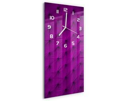 Tulup Wandklok - Fluwelen muur Moderne Wandklok Glas - 30x60 cm - Roze Wandklok Glas Decoratie - Witte handen - Rechthoekige Klok - Glazen Wandklok Design - Klok Glas Met Opdruk