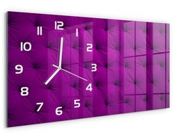 Tulup Wandklok - Fluwelen muur Moderne Wandklok Glas - 60x30 cm - Roze Wandklok Glas Decoratie - Witte handen - Rechthoekige Klok - Glazen Wandklok Design - Klok Glas Met Opdruk