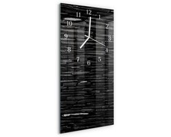 Tulup Wandklok - Stenen Decoratieve Glazen Klok - 30x60 cm - Zwart Glazen Wandklok Design - Witte Handen - Rechthoekige Wandklok - Wandklok Glas Met Motief - Decoratieve Glazen Klok