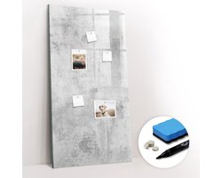 Tulup Whitebord - Betonnen muur - 60 x 120 cm - Grijs Magnetic Board - Gratis 5 Sterke Magneten + Whiteboard Marker & Wisser - Stylish Memo Board - Magnetisch Bord Kind - Organiseer Je Bureau