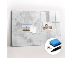 Tulup Whitebord - Betonnen muur - 60 x 40 cm - Grijs Magneetbord Muur - Gratis 5 Sterke Magneten + Whiteboard Marker & Wisser - Design Memobord - Memo Bord - Ideeënbord Thuiswerkplek