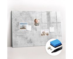 Tulup Whitebord - Betonnen muur - 90 x 60 cm - Grijs Memo Magneetbord - Gratis 5 Sterke Magneten + Whiteboard Marker & Wisser - Decoratief Magnetisch Bord - Magnetisch Bord Kind - Ideeënbord Thuiswerkplek