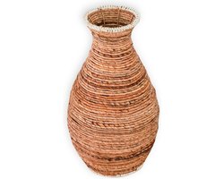 Tumbak Decoratieve Vaas – Gevlochten & Handgemaakt – 56 cm Hoog – Boho & Natuurlijke Stijl