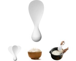 Tumbler Anti-aanbak Rijstlepel - Hittebestendige Keuken Rijstlepel - Verticale Rijstspatel - Keukengereedschap - Rechtopstaand en Gemakkelijk Schoon te Maken - Antislip Ontwerp - Geschikt voor Rijstkokers, Potten en Kookbenodigdheden - Wit