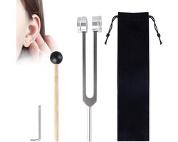 Tuning fork 128 Hz van aluminium met silicone hamer en reparatietool in zachte fluwelen tas voor nauwkeurige frequentierespons en geluidskwaliteit