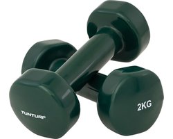 Tunturi Dumbbell set - 2 x 2,0 kg - Vinyl - Groen - incl. gratis fitness app