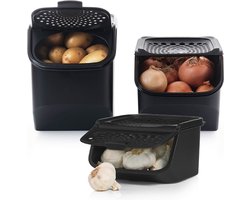 Tupperware Set - PotatoSmart 8.3L, OnionSmart 5.5L & GarlicSmart 2.3L - Innovatieve aardappel-, uien- & knoflookcontainer met optimale luchtcirculatie - Stapelbaar ontwerp - Vaatwasmachinebestendig