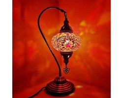 Turks Mozaïek Tafellamp - Glazen Lamp Multicolor - E14 - Handgemaakt en uniek ontwerp