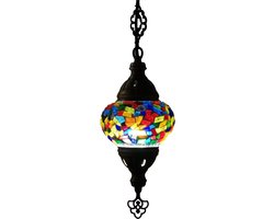 Turkse Lamp - Hanglamp - Mozaïek Lamp - Marokkaanse Lamp - Oosters Lamp - Authentiek - Handgemaakt - Multicolour