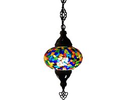 Turkse Lamp - Hanglamp - Mozaïek Lamp - Marokkaanse Lamp - Oosters Lamp - Authentiek - Handgemaakt - Multicolour