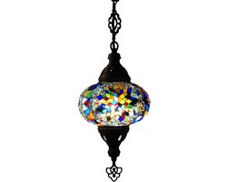 Turkse Lamp - Hanglamp - Mozaïek Lamp - Marokkaanse Lamp - Oosters Lamp - Authentiek - Handgemaakt - Multicolour