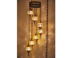 Turkse Lamp Hanglamp Mozaïek Marokkaanse Oosters Authentiek Handgemaakt Kroonluchter bruine designs7 bollen