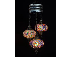 Turkse Lamp Hanglamp Mozaïek Marokkaanse Oosters Handgemaakt Kroonluchter Multicolour 3 Bollen