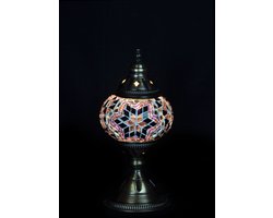 Turkse Lamp - Tafellamp - Mozaïek Lamp - Marokkaanse Lamp - Oosters Lamp - Authentiek - Handgemaakt - Paars
