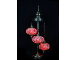 Turkse Lamp - Vloerlamp - Mozaïek Lamp - Marokkaanse Lamp - Oosters Lamp - Authentiek - Handgemaakt - Rood - 3 bollen