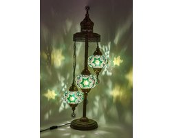 Turkse Lamp Vloerlamp Mozaïek Marokkaanse Oosters Handgemaakt Groen 3 bollen