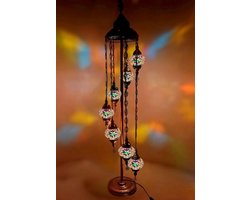 Turkse Lamp Vloerlamp Mozaïek Marokkaanse Oosters Handgemaakt Multicolour 7 bollen