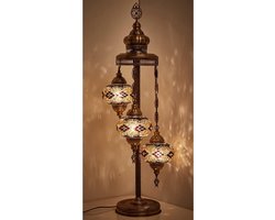 Turkse tafellamp 3 glazen ballen Oriental vloerlamp bruin mozaïek