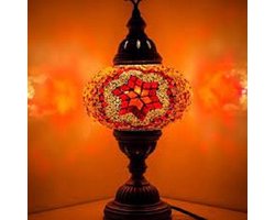 Turkse tafellamp met mozaïek bol van 13 cm oranje - Oosterse tafellamp met mozaïek bol van 13 cm oranje