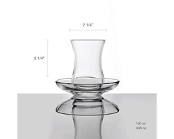 Turkse theeglazen & schoteltjes set - Pasabahce Design - set van 6, 120 cc. 4 ounce. Vaatwasserbestendig Turks theeglas