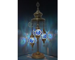 Turkse vloerlamp 3 mozaïek bollen blauw - Oosterse vloerlamp 3 mozaïek bollen blauw