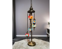 Turkse Vloerlamp - Staande Lampen - Multicolor - 5 Handgemaakt Mozaïekglas - Vloerlampen woonkamer