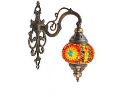 Turkse Wandlamp - Marokkaanse stijl - Mozaïek - 1 stuk - Rode ster met sfeerverlichting