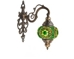 Turkse Wandlamp - Marokkaanse stijl - Oosterse mozaïek - Sfeerverlichting - groen