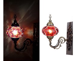 Turkse Wandlamp - Marokkaanse stijl - rood - Oosterse mozaïek - Sfeerverlichting