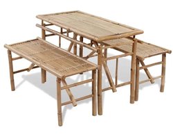 Turold - Picknicktafel - Biertafel - Houten Tuinbank - Houten Biertafel - Bamboe Picknicktafelset/Biertafel, Hout/Bamboe 100cm