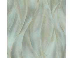 Turquoise behang met bladeren, Behang voor de slaapkamer, BRICOFLOR.nl