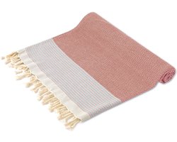 Turquoise Home Breeza - Strandlaken Hamamdoek – XL 100 x 200 cm cm - 100% Katoen - sauna, hamam, picknicks, reizen handoek - Voorgewassen en Zacht - Wijn