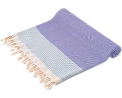 Turquoise Home Breeza - Strandlaken Hamamdoek – XL 100 x 200 cm cm - 100% Katoen - sauna, hamam, picknicks, reizen handoek - Voorgewassen en Zacht - Lila