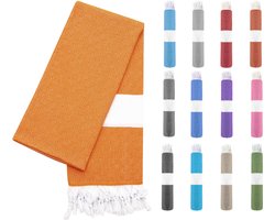 Turquoise Home Ecoluxe Hamamdoek XL 100x200 cm – 100% Katoen Strandlaken - sauna, hamam, picknicks, reizen handoek - Voorgewassen en Zacht – Oranje