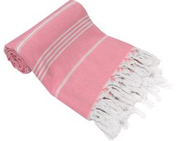 Turquoise Home Organics - Hamamdoek - 100x180 cm - 100% Biologisch Katoen Strandlaken - sauna, hamam, picknicks, reizen handoek - Voorgewassen en Zacht - Roze