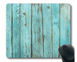 Turquoise Hout Teal Schuur Hout Verweerde Strand Muismat door Smilty
