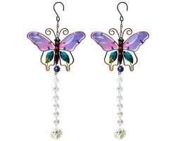 TuseRxln 2 x Suncatcher - Raamdecoratie zonder boren - Kristallen Zonnevanger voor ramen en interieur - regenboogkleuren