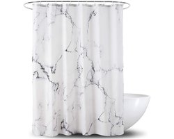 TuseRxln Badkamergordijnen - Waterafstotend en Antischimmel - Douchehoes - Met Verzwaarde Zoom en Roestvrijstalen Ringen - 1 Stuk - Voor Thuis en Hotel - Zilvergrijs