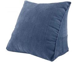 TuseRxln Hoofdbordkussen - Rugsteunkussen - Driehoekig Ontwerp Met Opbergvak En Verstelbaar Cilinderkussen - 1 Stuk - Voor Lezen/TV Kijken In Bed Of Op Bank Blauw