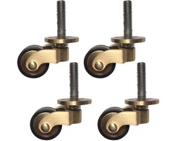 TuseRxln Massief Messing Meubelwielen - Gouden Draaikappen - Universele Retro Wielen Met Schroefsteel - 4 Stuks - Voor Klassieke En Europese Meubels