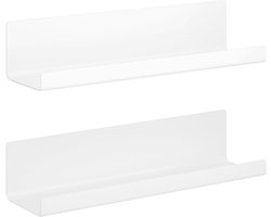 TuseRxln Muurplank – Zonder boren – Zwevend ontwerp – Set van 2 – Huisdecoratie – Wit