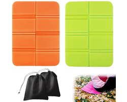 TuseRxln Opvouwbaar Zitmatje - Outdoor Zitkussen - Compact & Waterdicht - 2 stuks - Voor Camping & Wandelen - Oranje en appelgroen