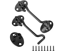 TuseRxln Raamhaak - Windhaak - Roestvrijstaal Zwarte Bevestigingshaak - 1 Stuk - Voor Ramen Deuren En Kasten Zwart