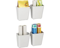 TuseRxln Wanddoos - Adhesive Storage Box - Wall-Mounted - Pack of 4 - Kitchen Bathroom Closet
