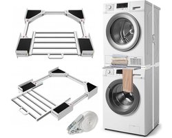 Tussenbouwframe wasmachinekast - uittrekbaar handdoekhouder - afmetingen 53-68 cm - universele stapelset - droger verbindingsframe Wasmachine- & Drogeraccessoires