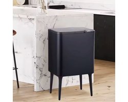TuttoBello prullenbak op pootjes - 33 + 3 L - Mat zwart - Modern
