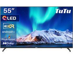 TUTU 55 inch (140 cm) QLED 4K UHD Android Smart TV – Frameless Design – Dolby Vision & HDR10 – Google Play Store, Netflix & Disney+ – Ingebouwde Chromecast & Google Assistant – 3x HDMI & 2x USB – Zwart - TUQ55UN1